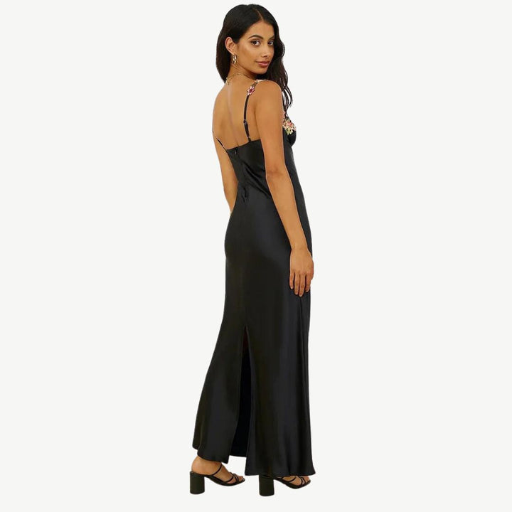 Women's Elegant Floral Embroidered Dress-Metro Lane Plaza