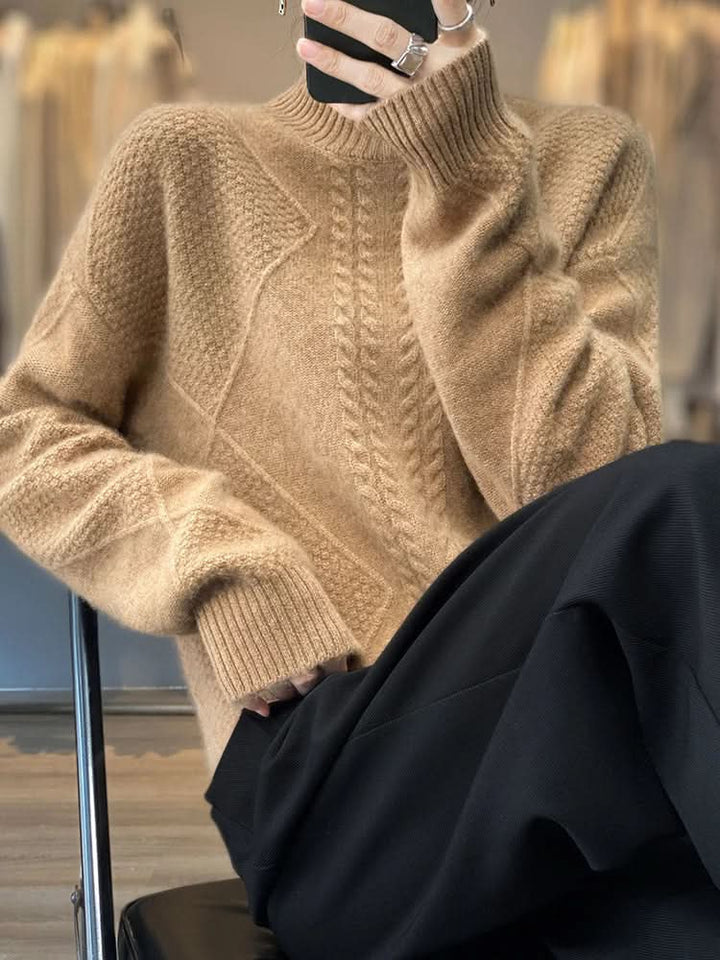 Kuscheliger Zopfmuster-Rollkragenpullover für Damen