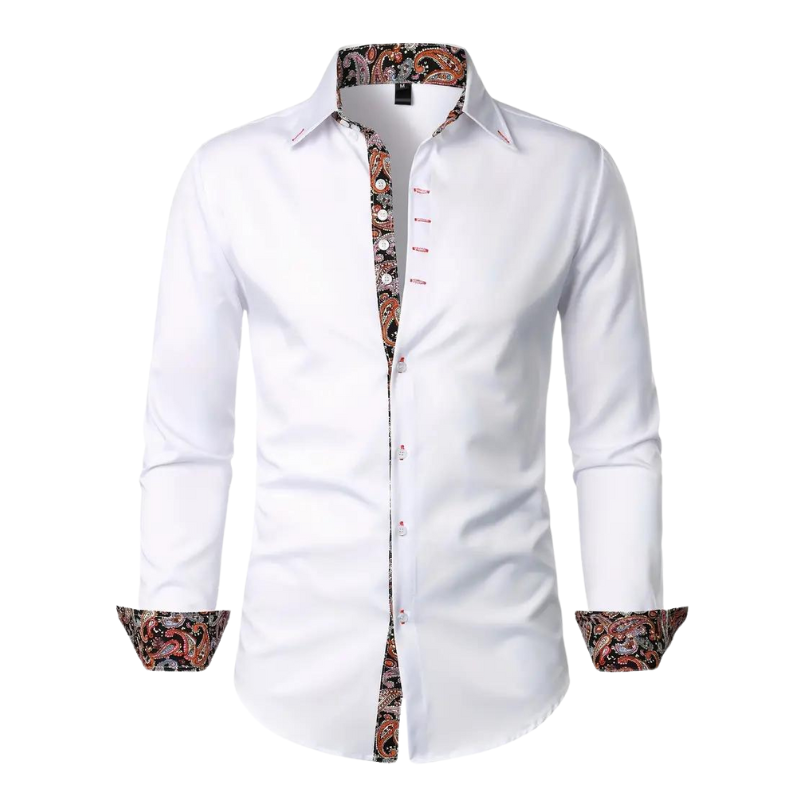 Men's Stylish Shirt with Paisley Design Accent-Metro Lane Plaza