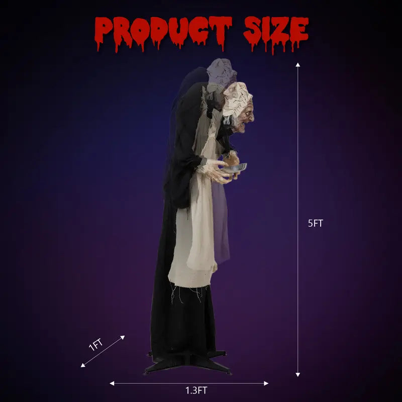 Women's 5ft Animated Halloween Figure with Sound and LED Eyes