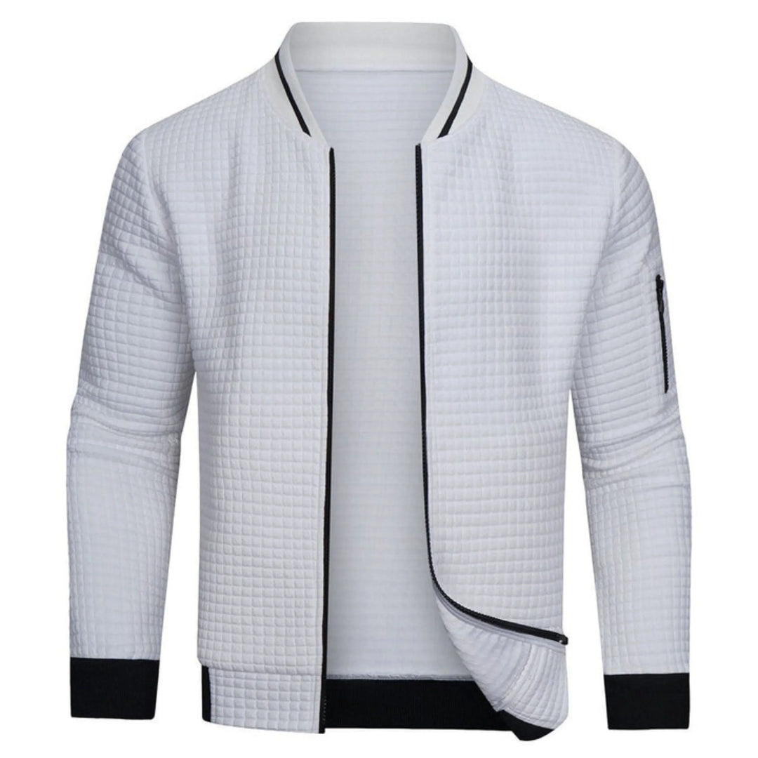Chaqueta bomber elegante de cuadros monocromáticos para hombre