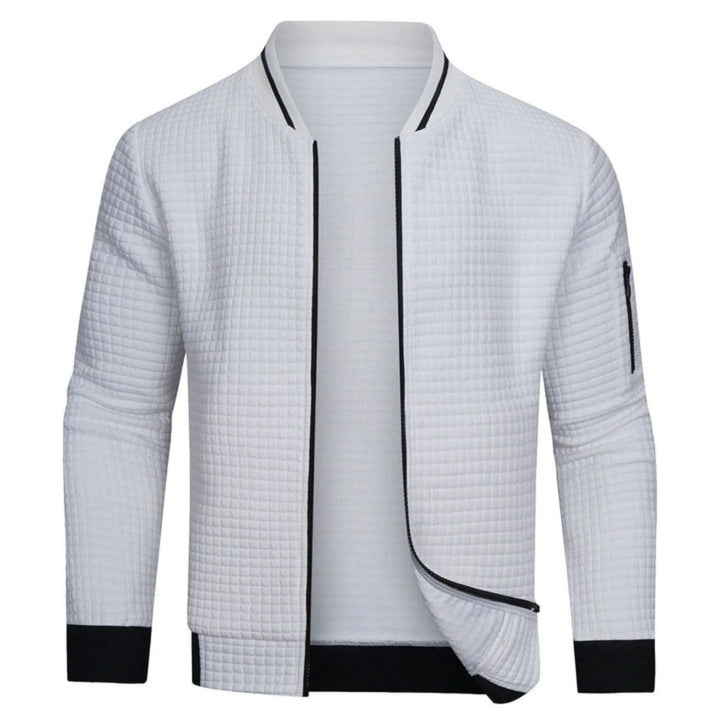 Chaqueta bomber elegante de cuadros monocromáticos para hombre