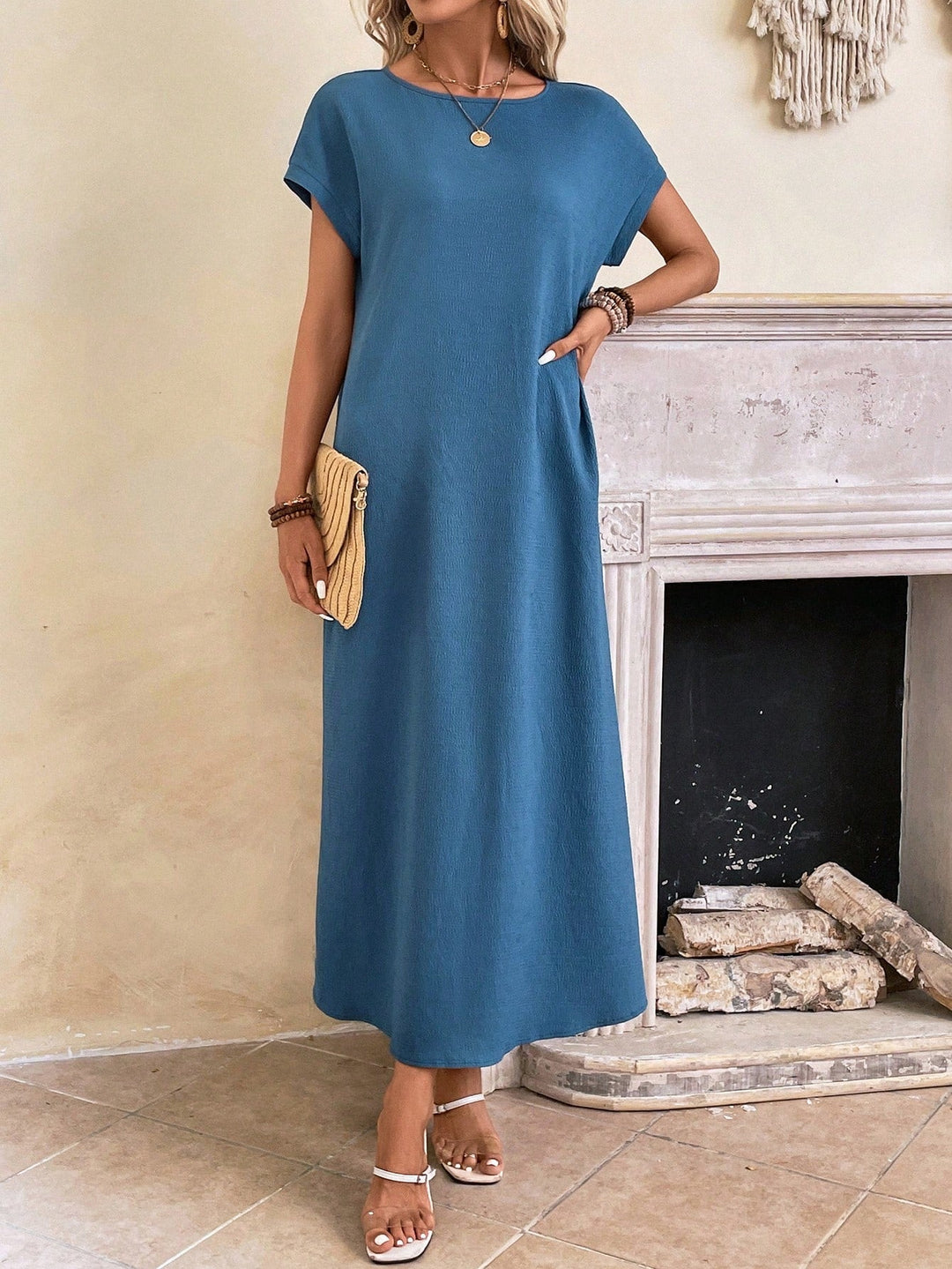 Stella | Women's Casual Batwing Tunic Dress-Metro Lane Plaza