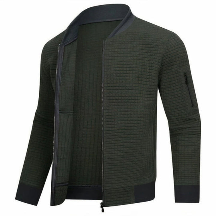 Chaqueta bomber elegante de cuadros monocromáticos para hombre