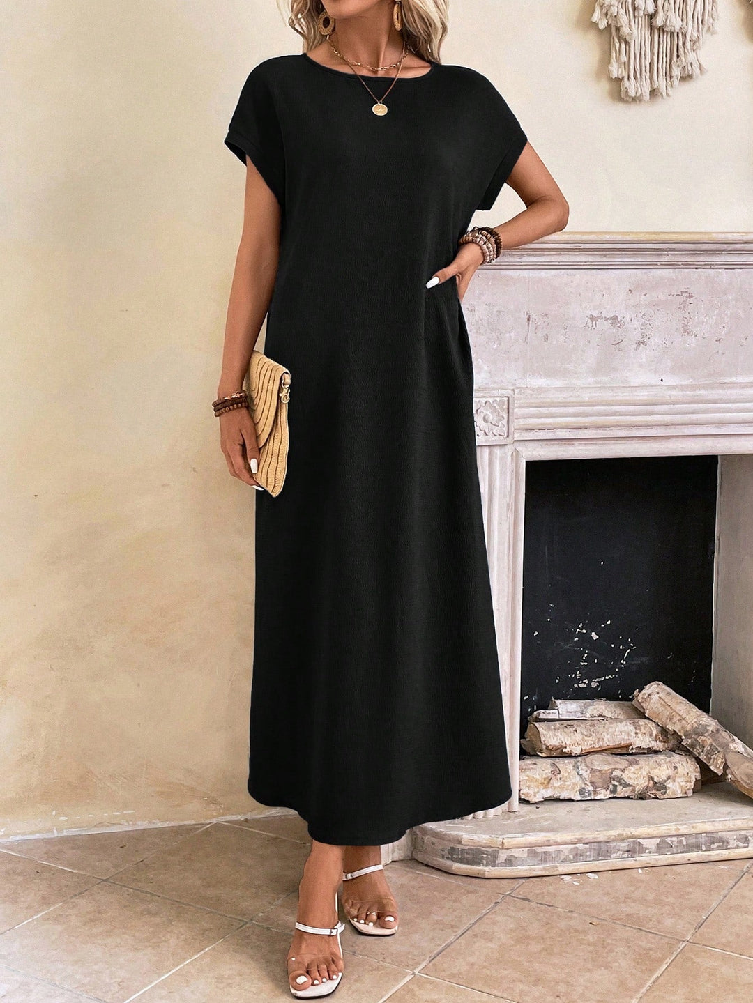 Stella | Women's Casual Batwing Tunic Dress-Metro Lane Plaza