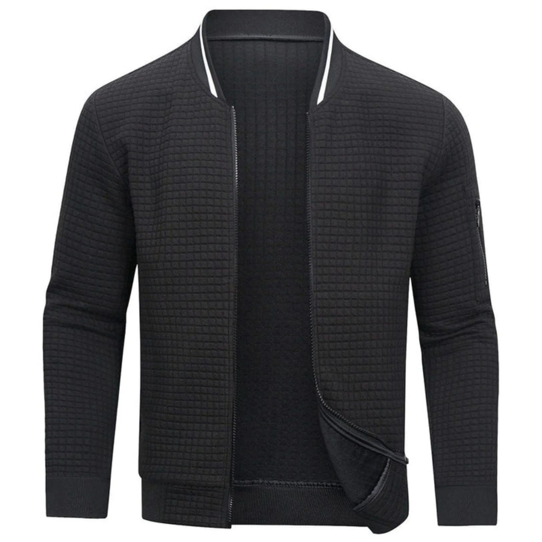 Chaqueta bomber elegante de cuadros monocromáticos para hombre