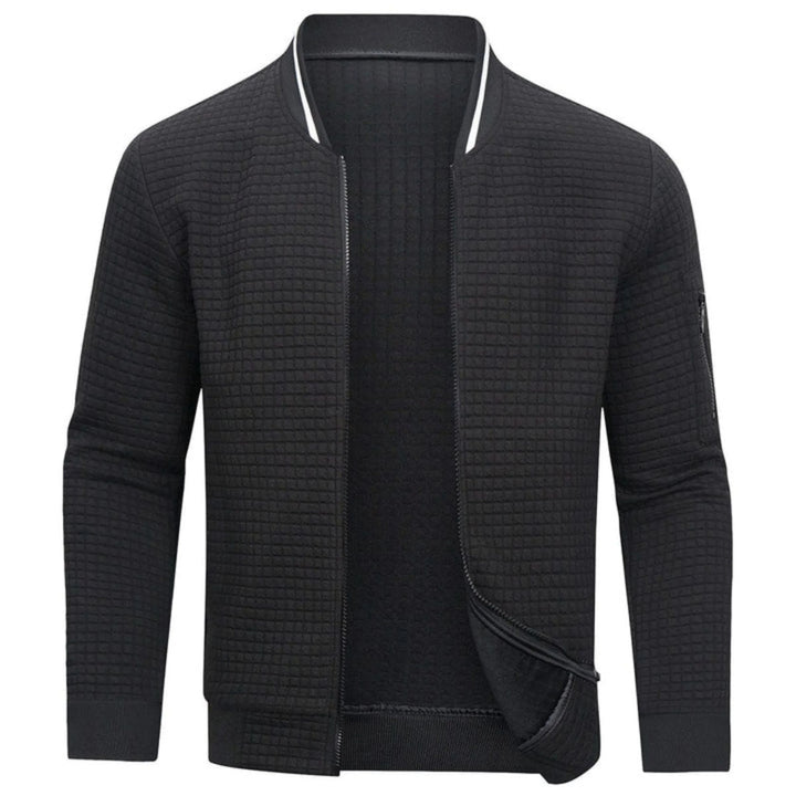 Chaqueta bomber elegante de cuadros monocromáticos para hombre