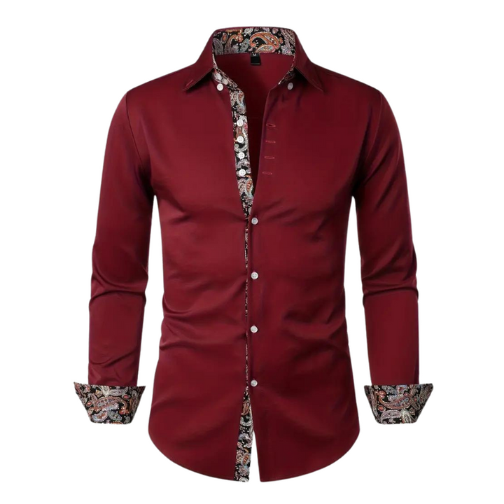Men's Stylish Shirt with Paisley Design Accent-Metro Lane Plaza
