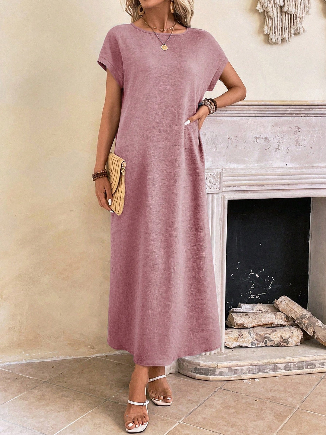 Stella | Women's Casual Batwing Tunic Dress-Metro Lane Plaza