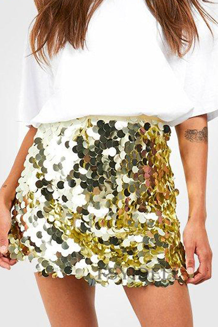 Women's A-Line Fit Solid Color Sequin Skirt-Metro Lane Plaza