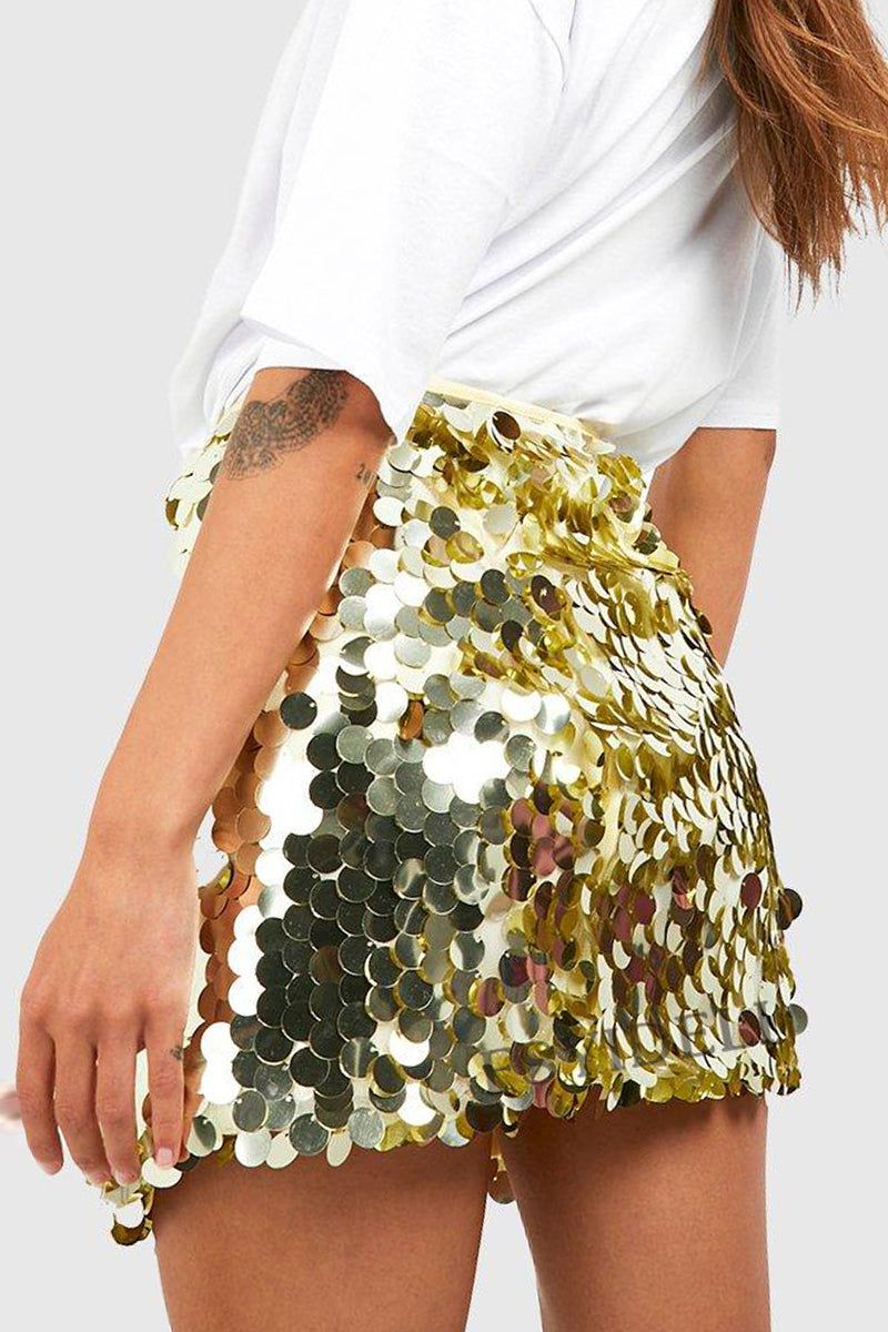 Women's A-Line Fit Solid Color Sequin Skirt-Metro Lane Plaza