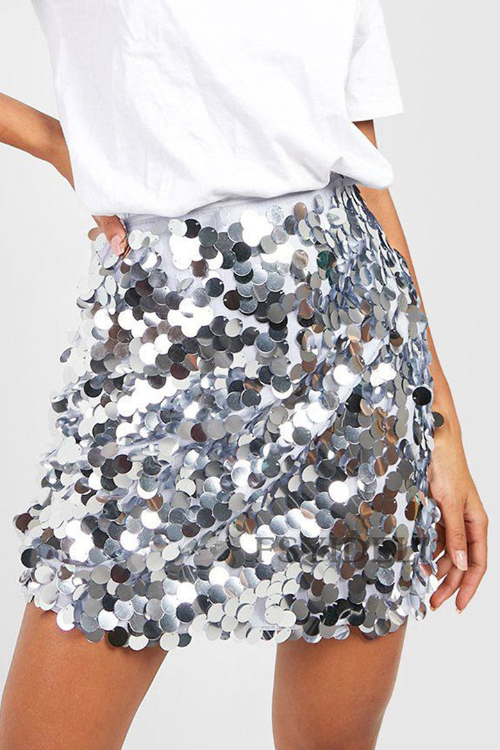 Women's A-Line Fit Solid Color Sequin Skirt-Metro Lane Plaza