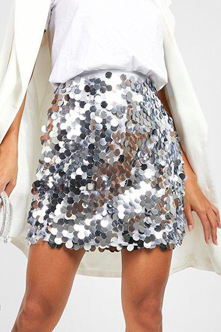 Women's A-Line Fit Solid Color Sequin Skirt-Metro Lane Plaza