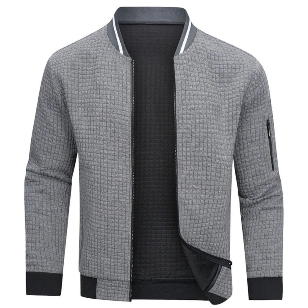 Chaqueta bomber elegante de cuadros monocromáticos para hombre