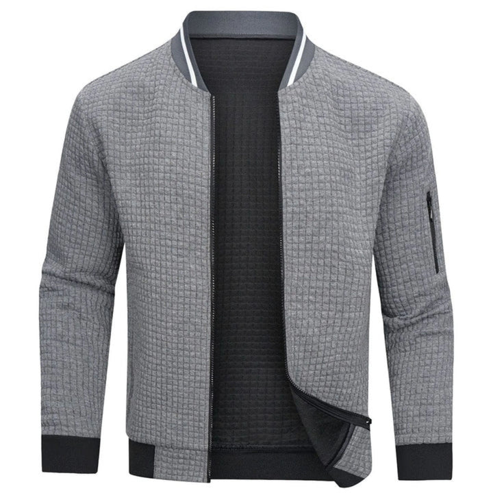 Chaqueta bomber elegante de cuadros monocromáticos para hombre