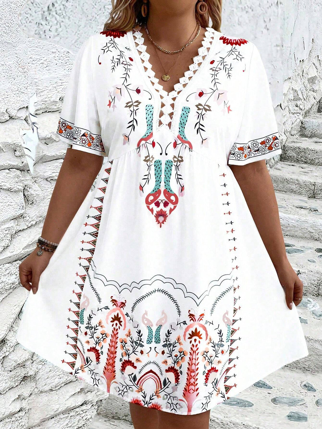 Harper | Plus Size Boho Style Midi Dress for Women-Metro Lane Plaza