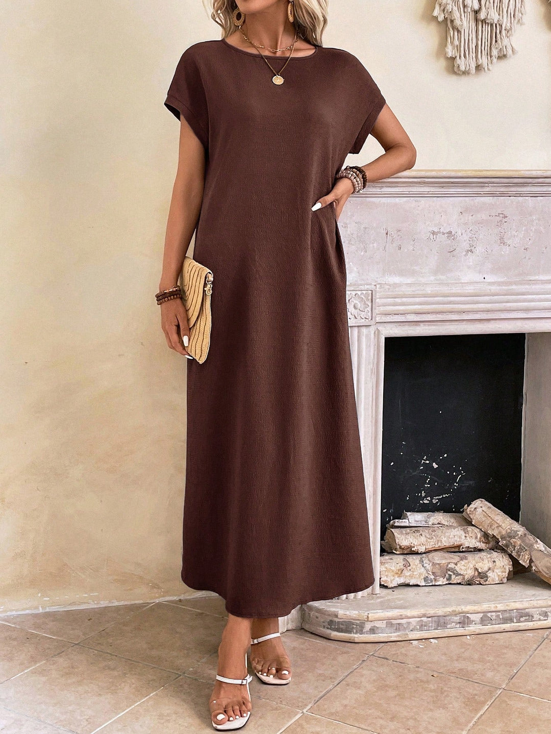 Stella | Women's Casual Batwing Tunic Dress-Metro Lane Plaza