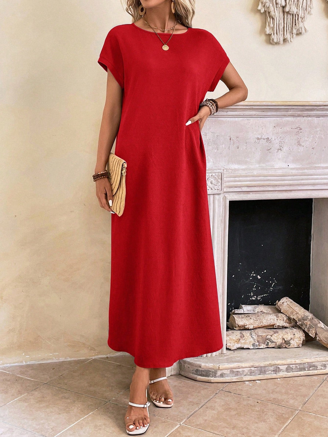 Stella | Women's Casual Batwing Tunic Dress-Metro Lane Plaza