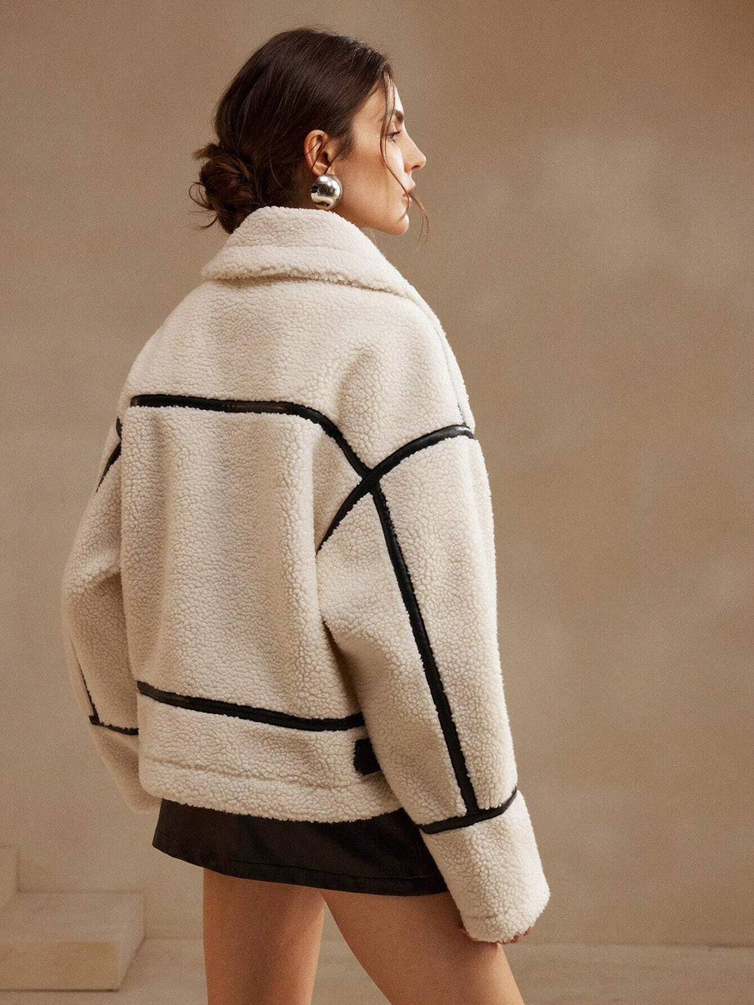 Chaqueta de sherpa extragrande para mujer, cómoda y acogedora