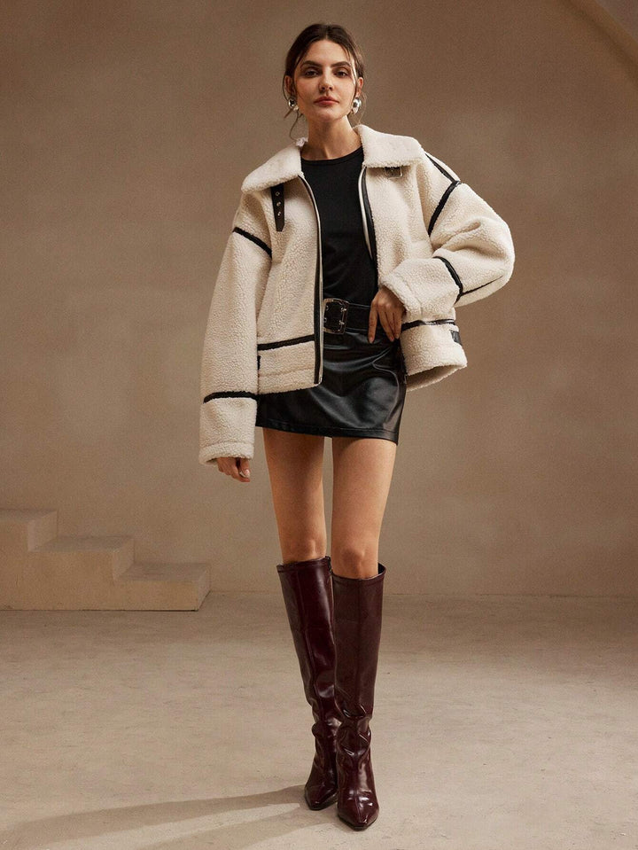 Chaqueta de sherpa extragrande para mujer, cómoda y acogedora