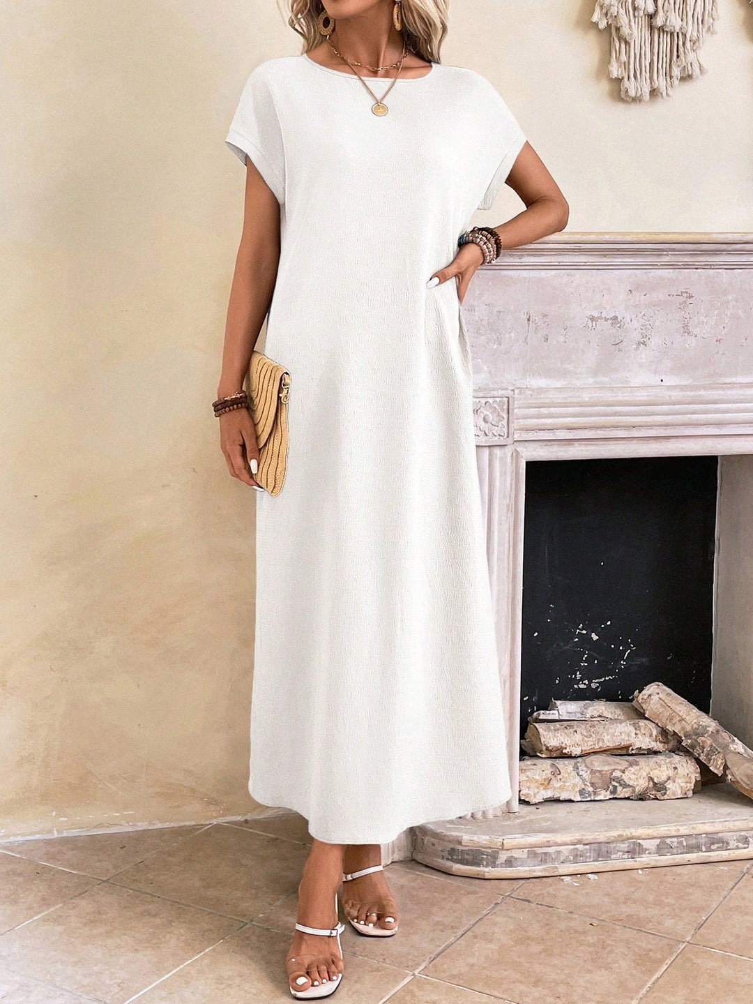 Stella | Women's Casual Batwing Tunic Dress-Metro Lane Plaza