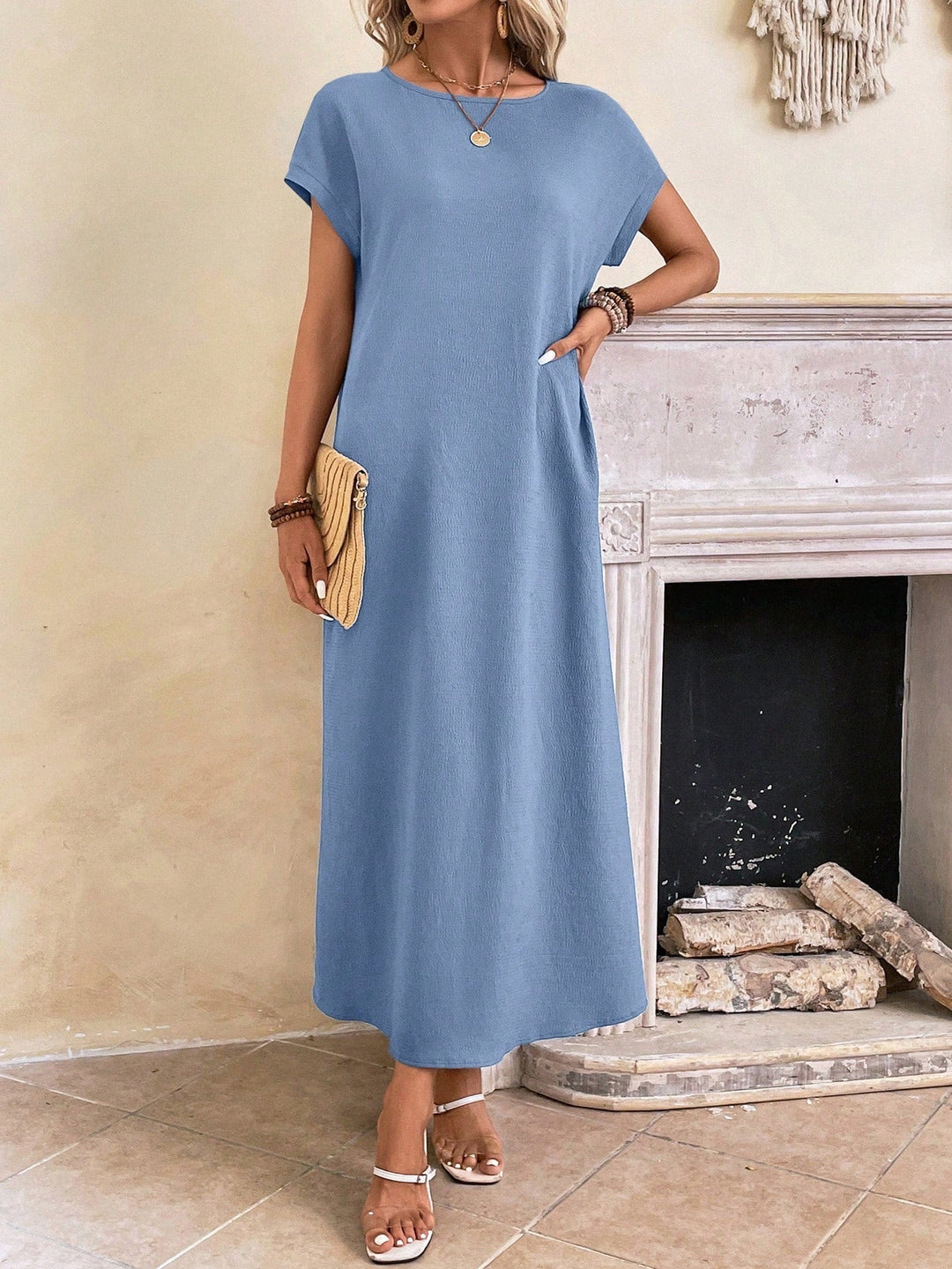 Stella | Women's Casual Batwing Tunic Dress-Metro Lane Plaza