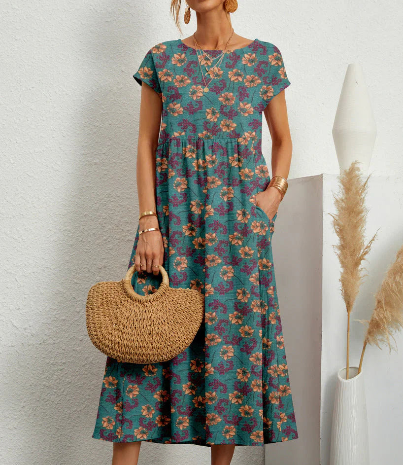 Samantha | Boho Style Midi Dress for Women-Metro Lane Plaza