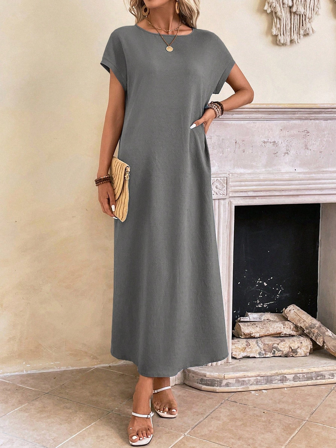 Stella | Women's Casual Batwing Tunic Dress-Metro Lane Plaza