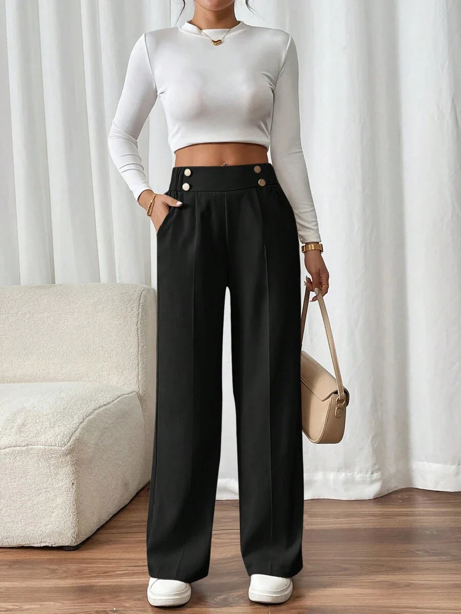 Lucy | Women's Straight Leg Trousers-Metro Lane Plaza