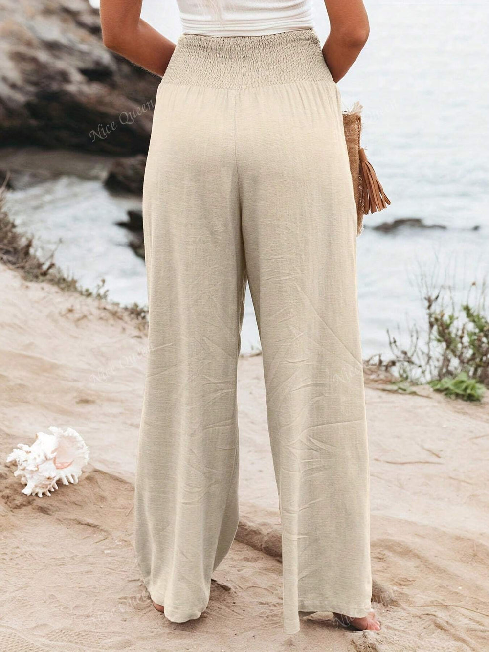 Melina | Women's Wide Leg Linen Trousers-Metro Lane Plaza