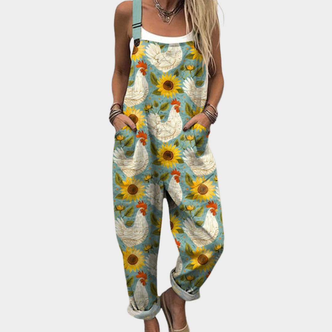 Mono de mujer elegante con estampado floral y animal