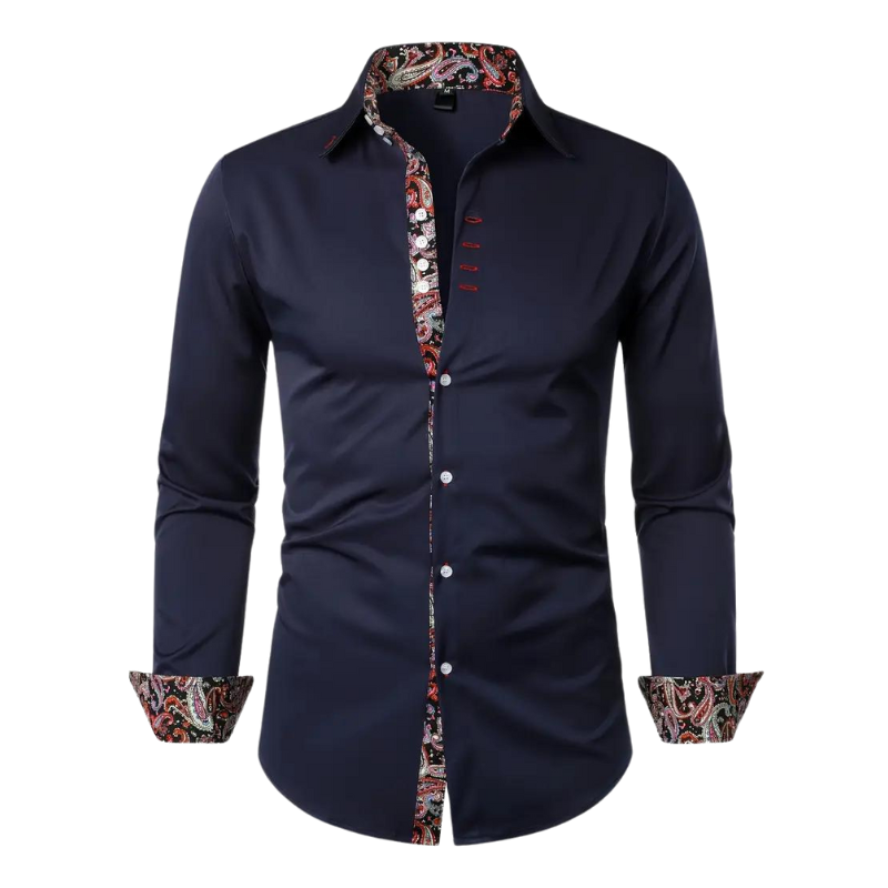 Men's Stylish Shirt with Paisley Design Accent-Metro Lane Plaza