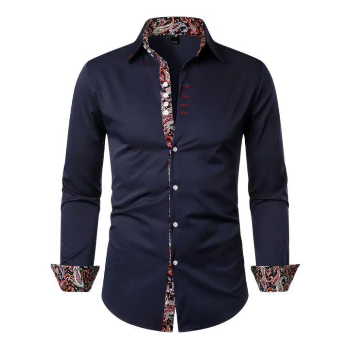 Men's Stylish Shirt with Paisley Design Accent-Metro Lane Plaza