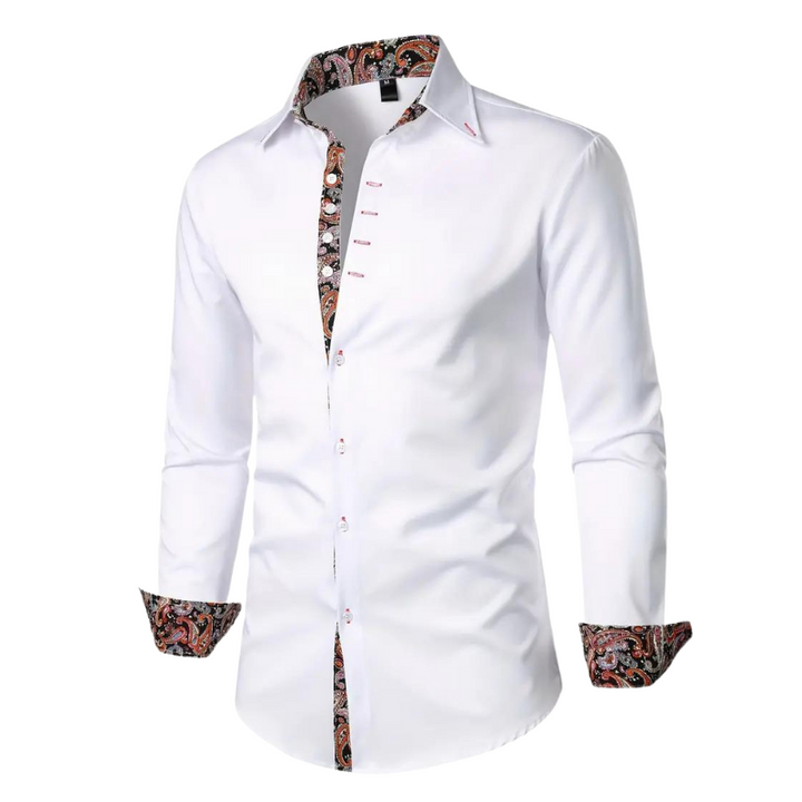 Men's Stylish Shirt with Paisley Design Accent-Metro Lane Plaza