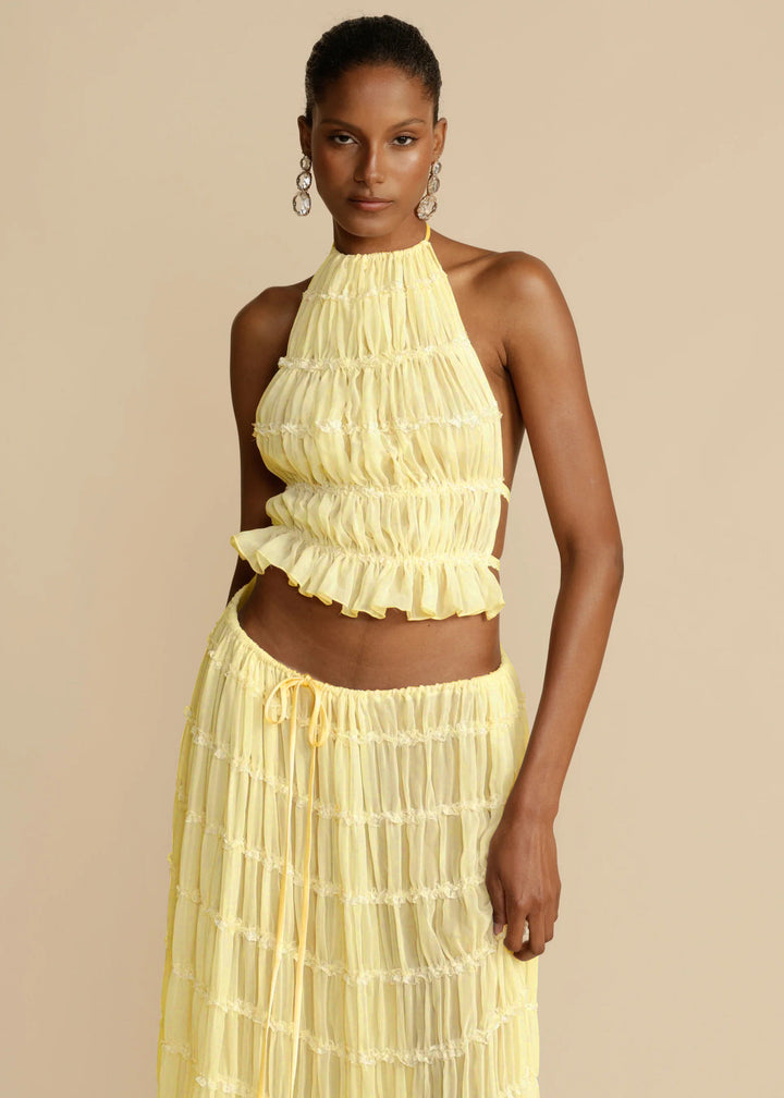 Sophia | Women's 2pcs Dress Suit with Sleeveless Halter Top and Skirt-Metro Lane Plaza