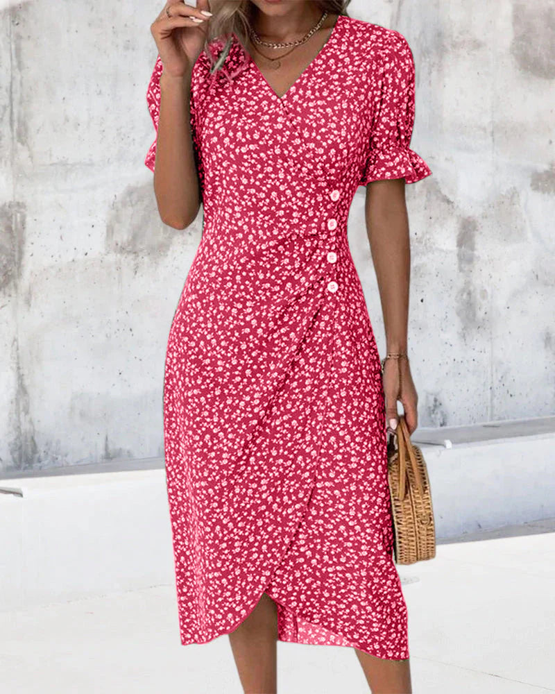 Evelyn | Stylish Wrap Midi Dress for Women - Perfect for Any Occasion-Metro Lane Plaza