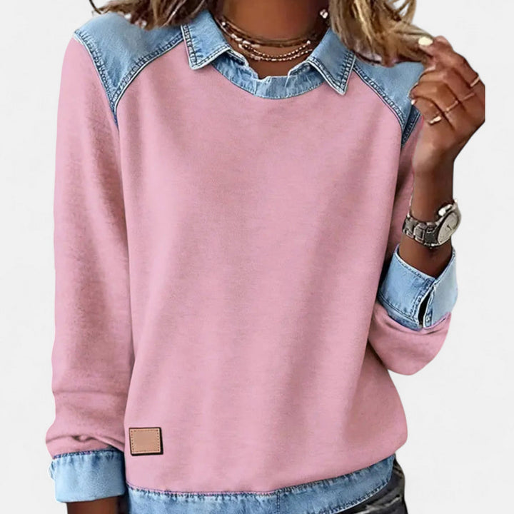 Ledig sweatshirt med långa ärmar för kvinnor