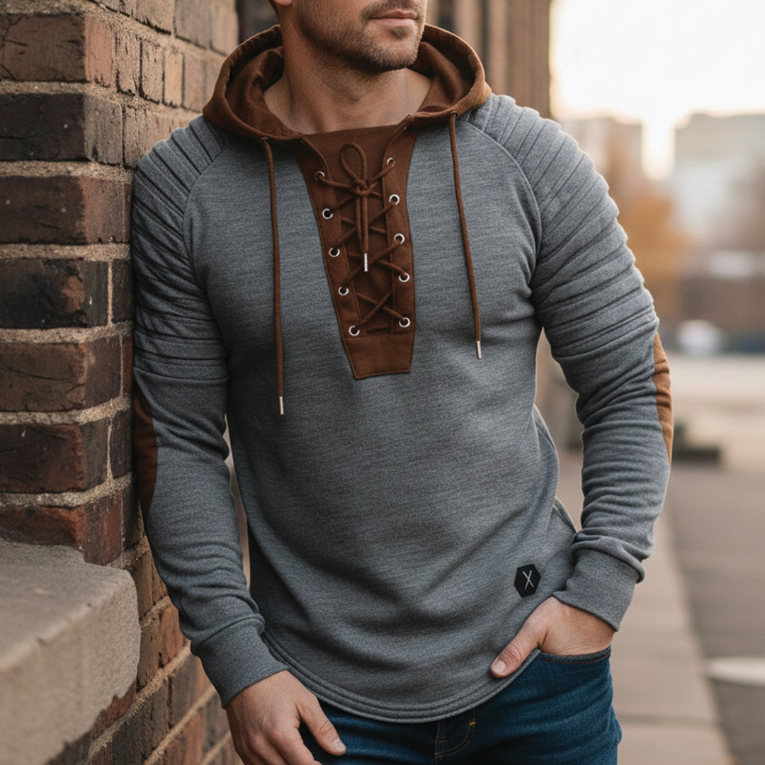 Maglione da uomo con cappuccio in maglia