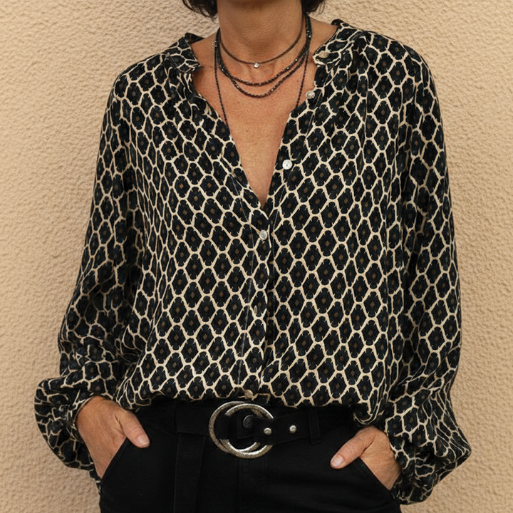 Autumn | Women's V-Neck Blouse-Metro Lane Plaza