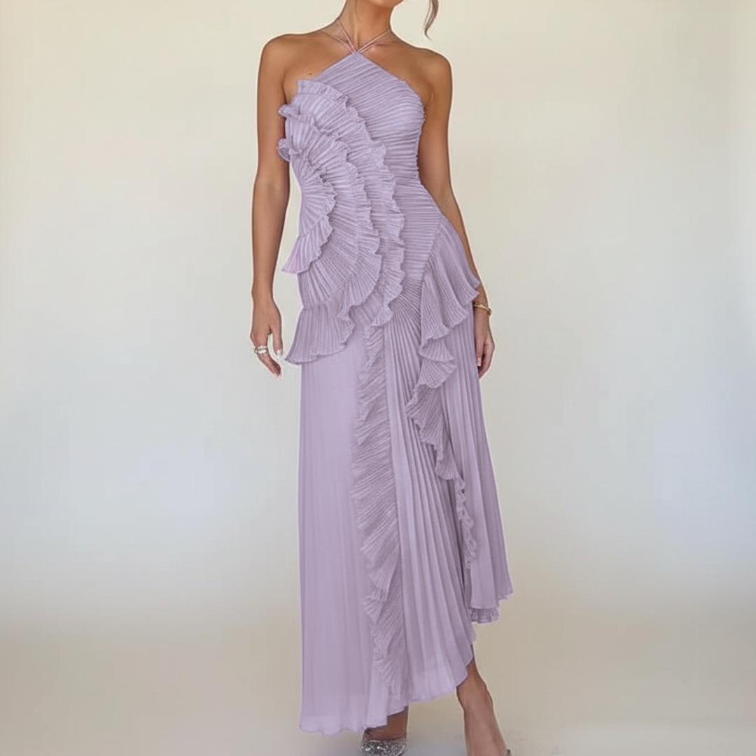 Avery | Women's Asymmetric Pleated Dress-Metro Lane Plaza