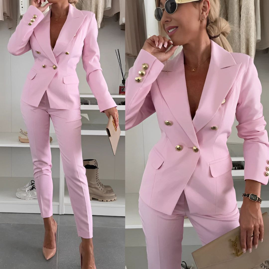 Lily | Women's Double-Breasted Suit Set-Metro Lane Plaza