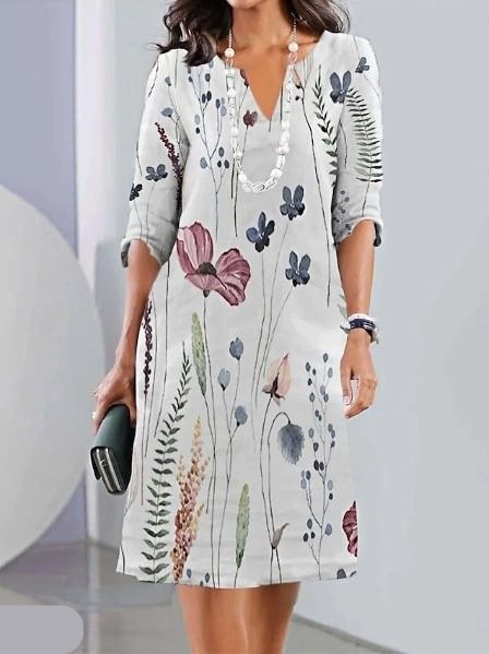 Illiana | Women's Floral Print Double Tunic Dress-Metro Lane Plaza