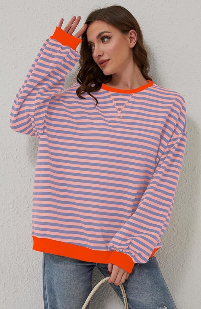 Women's Oversized Striped Sweater-Metro Lane Plaza