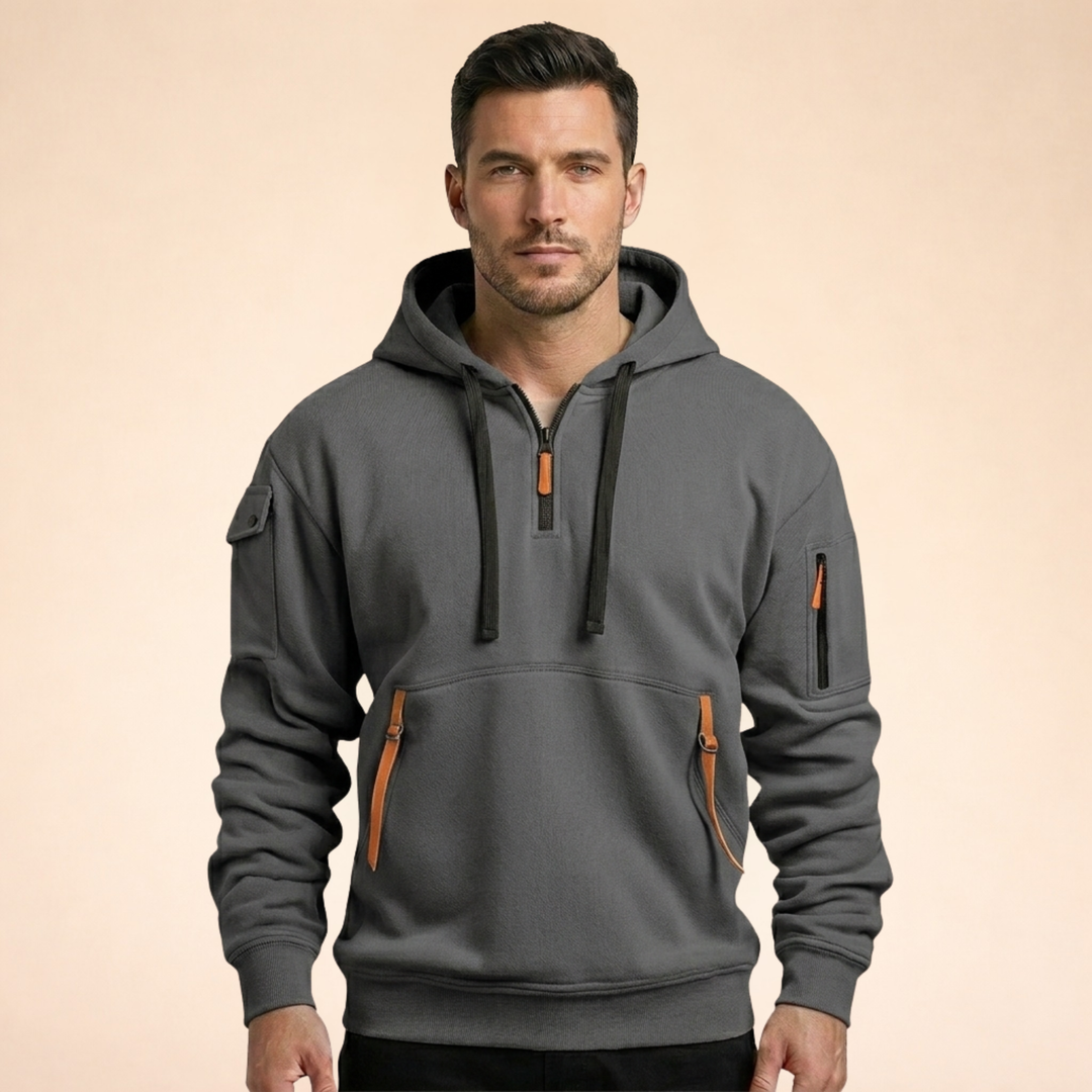 Daniel | Men's Comfortable Breathable Half-Zip Hoodie-Metro Lane Plaza