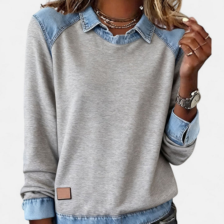 Ledig sweatshirt med långa ärmar för kvinnor