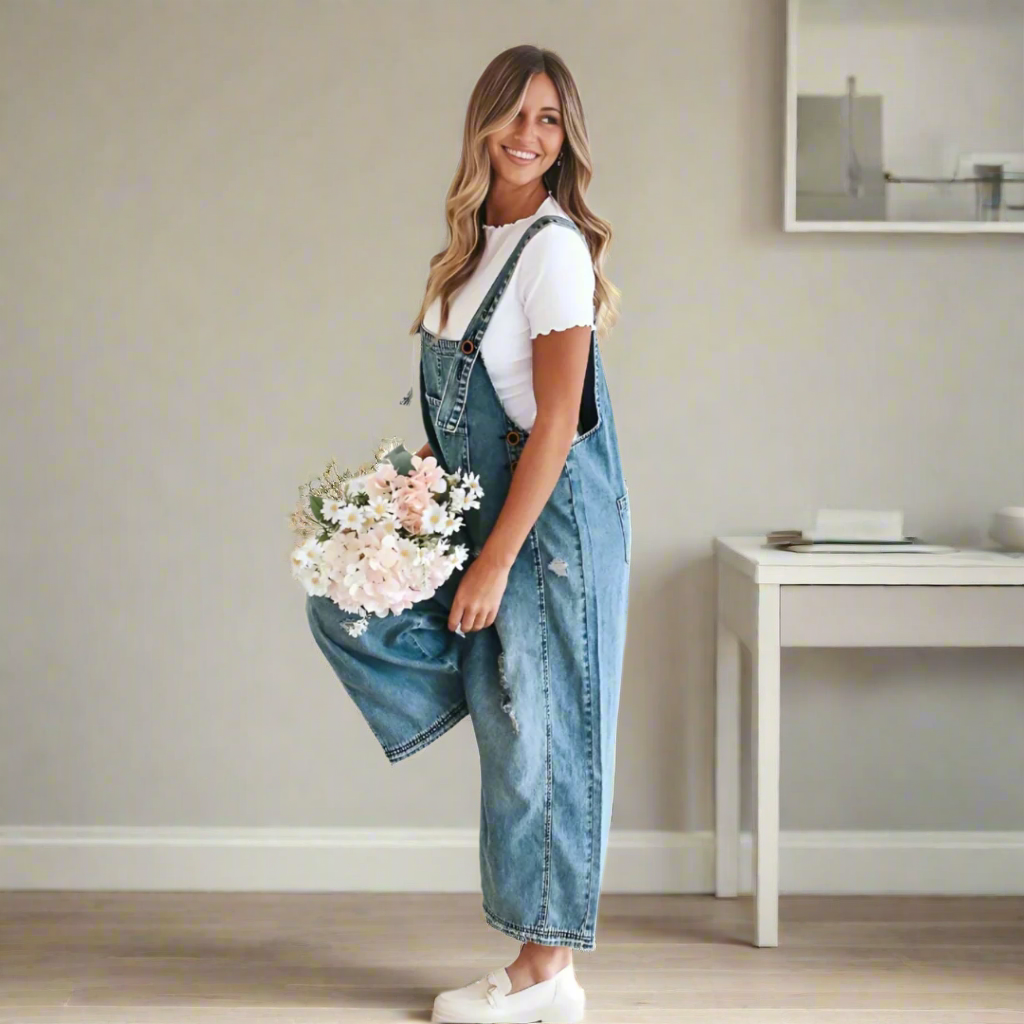 Macacão feminino premium de estilo vintage e cor lisa