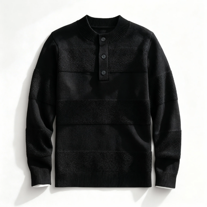 Pull en laine à col tunisien pour homme