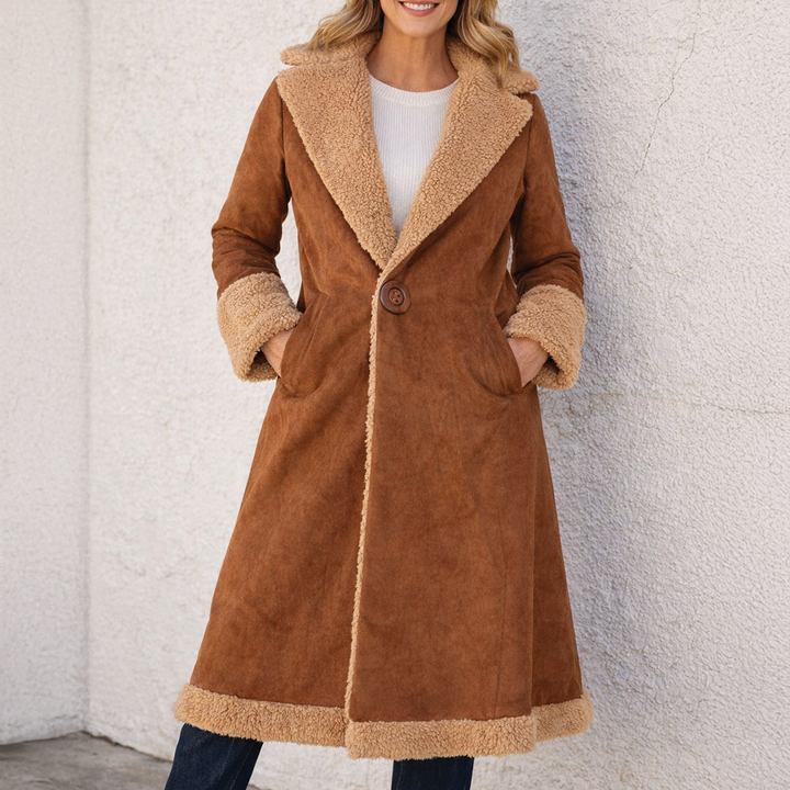 Women's Faux Fur Suede Trench Coat