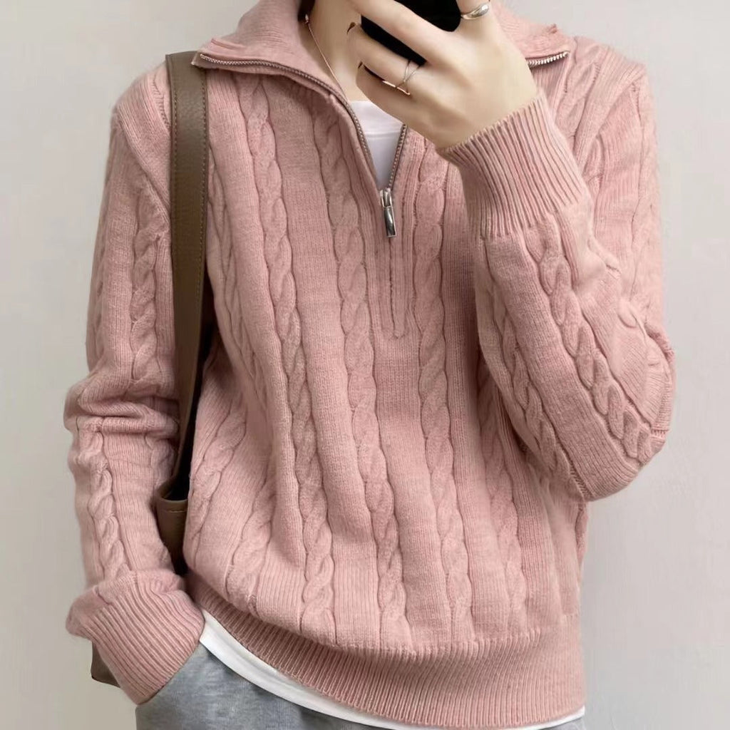 Women's Cotton Zipper Sweater-Metro Lane Plaza