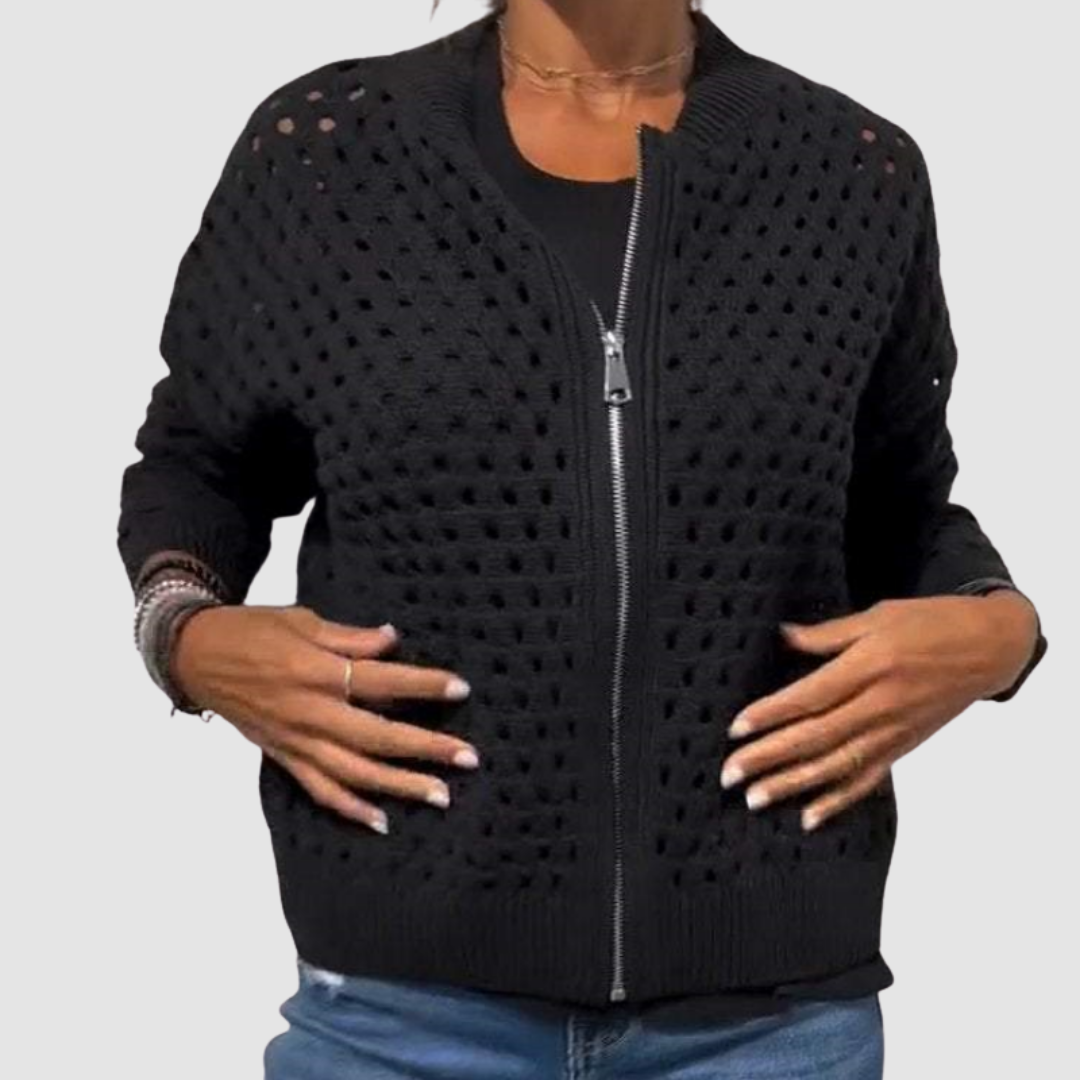 Damen-Premium-Cardigan mit Lochstrick